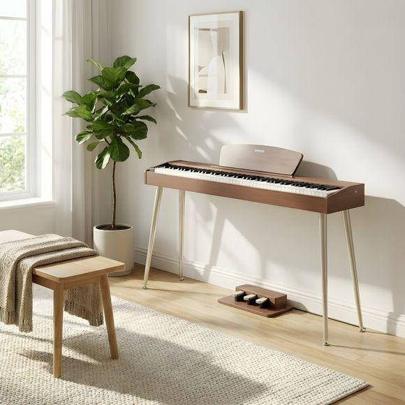 Donner DHP-100 Pro digitalpiano i valnøtt med innebygd stativ